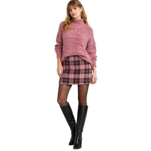 GAP Chunky Mock Neck Sweater - Spacedye Burgundy Heather - Women’s Large Tall